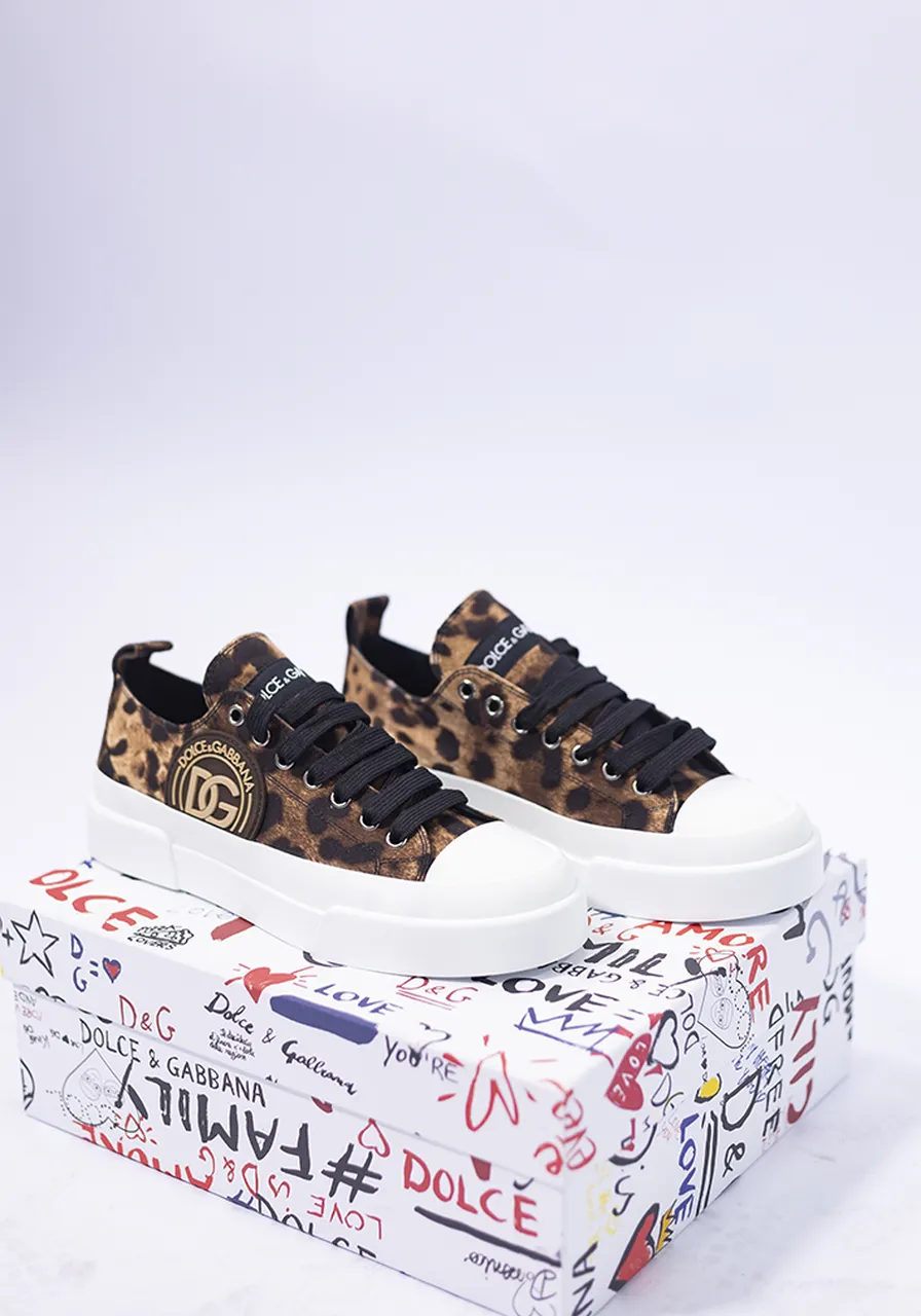 Tênis Dolce & Gabbana Com Cadarço e Estampa de Leopardo  