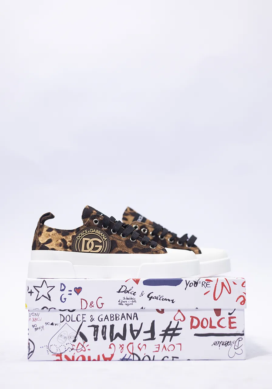 Tênis Dolce & Gabbana Com Cadarço e Estampa de Leopardo  