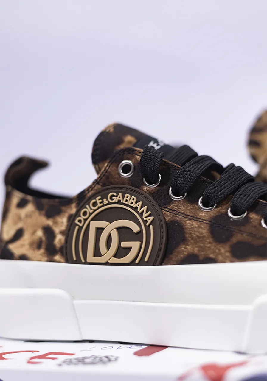 Tênis Dolce & Gabbana Com Cadarço e Estampa de Leopardo  