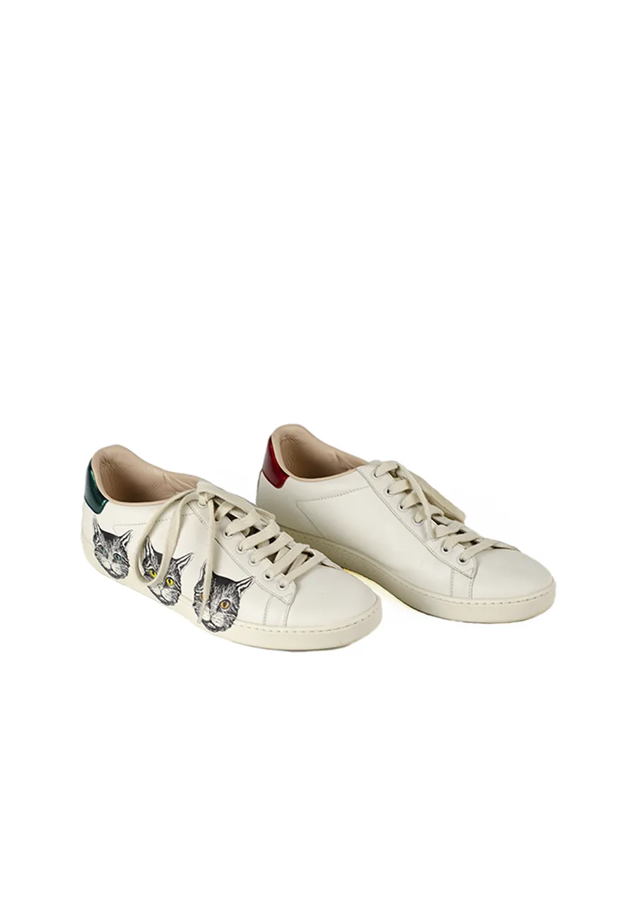 Tênis Gucci Ace Cats Off-White