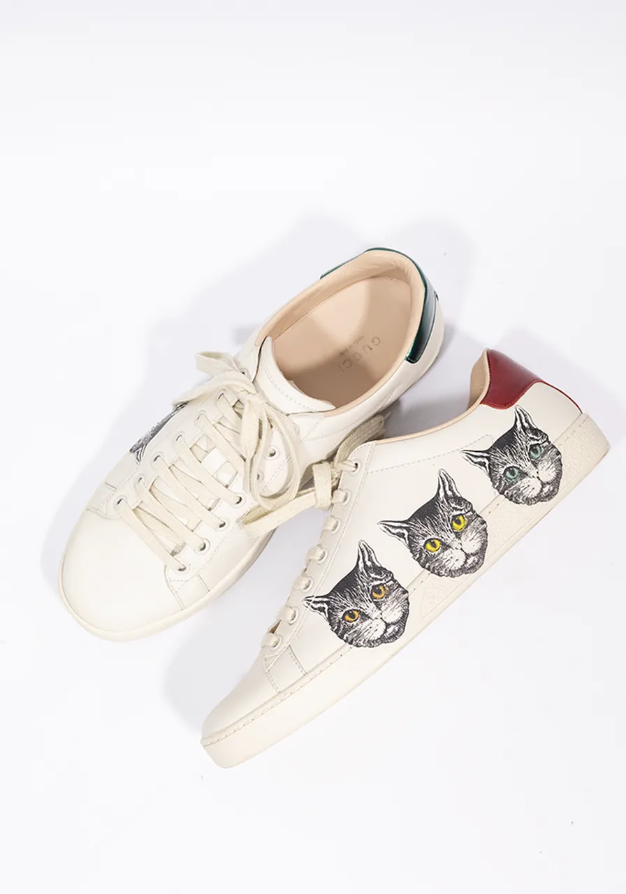 Tênis Gucci Ace Cats Off-White