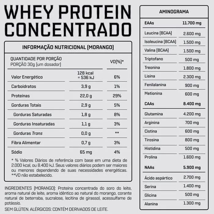 WHEY PROTEIN CONCENTRADO MORANGO 900G DUX