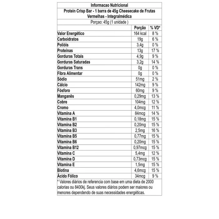 PROTEIN CRISP 12X45G CHEESECAKE FRUTAS VERMELHAS