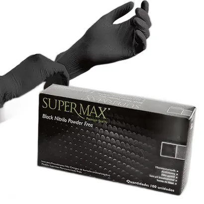 LUVA PROC/NITRIL. PRETO M C/100 UNDS SUPERMAX
