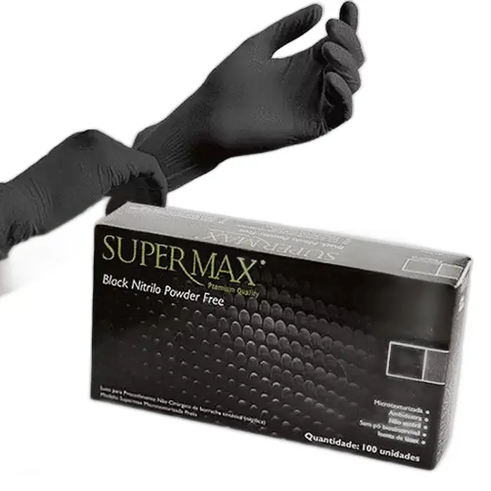 LUVA PROC/NITRIL. PRETO G C/100 UNDS SUPERMAX