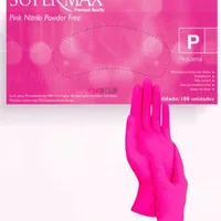 LUVA PROC/NITRIL. ROSA P C/100 UNDS SUPERMAX - imagem 1