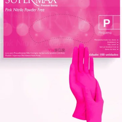 LUVA PROC/NITRIL. ROSA P C/100 UNDS SUPERMAX