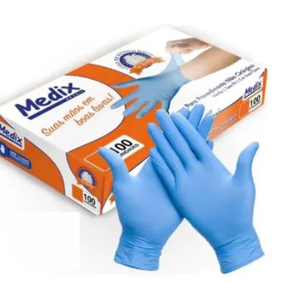 LUVA PROC/NITRIL. AZUL G C/100 UNDS MEDIX