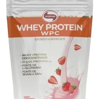 WHEY PROTEIN CONC. 900G MORANGO POUCH VITAFOR - imagem 1