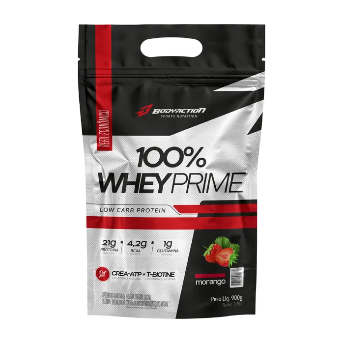 WHEY 100% PRIME MORANGO 900G REFIL