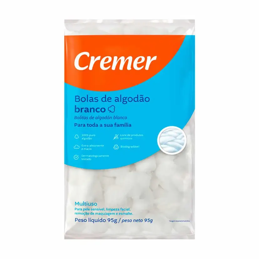 BOLAS DE ALGODAO BRANCO 95G CREMER