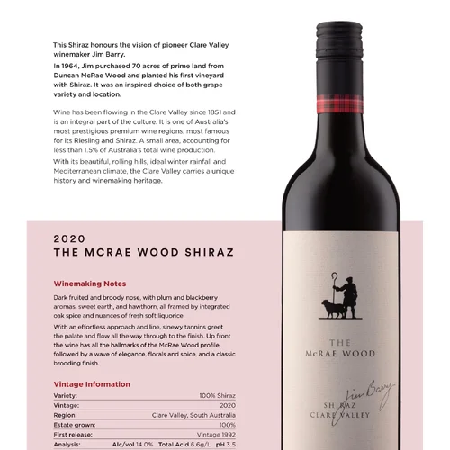 Jim Barry McRAE WOOD Shiraz 2019