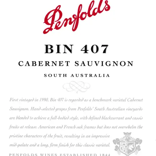 Penfolds Bin 407 Cabernet Sauvignon  2018 