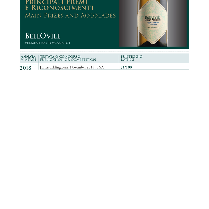 Vermentino Toscano IGT  2020 BellOvile Serego Alighieri 