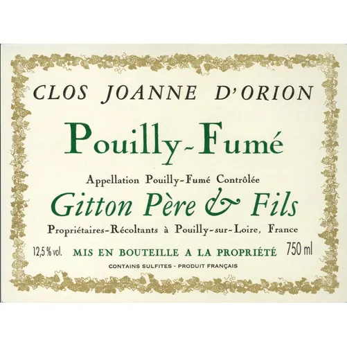 Pouilly Fumé Clos Joanne d 'Orion 2020 Domaine Gitton
