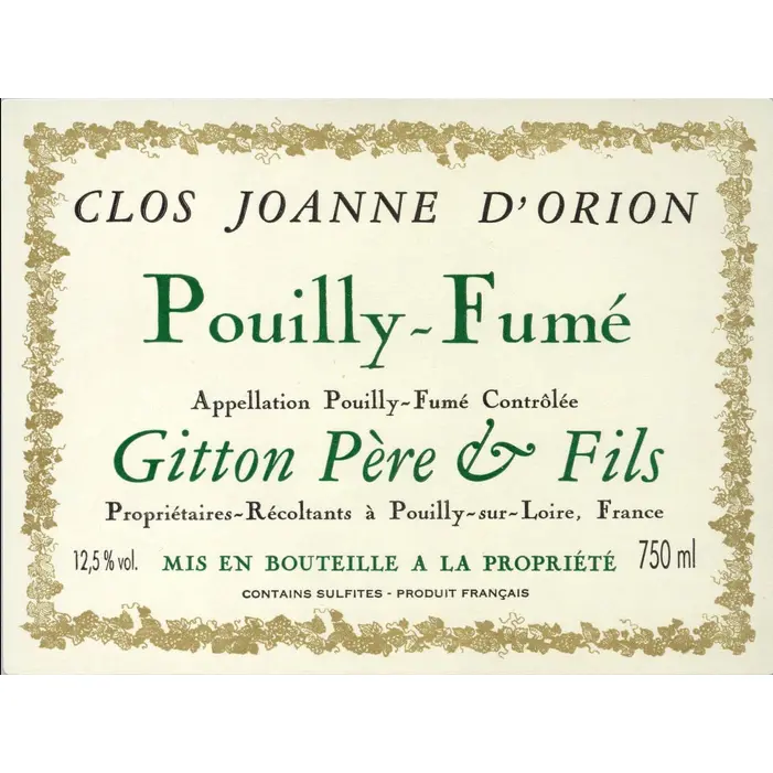 Pouilly Fumé Clos Joanne d 'Orion 2020 Domaine Gitton