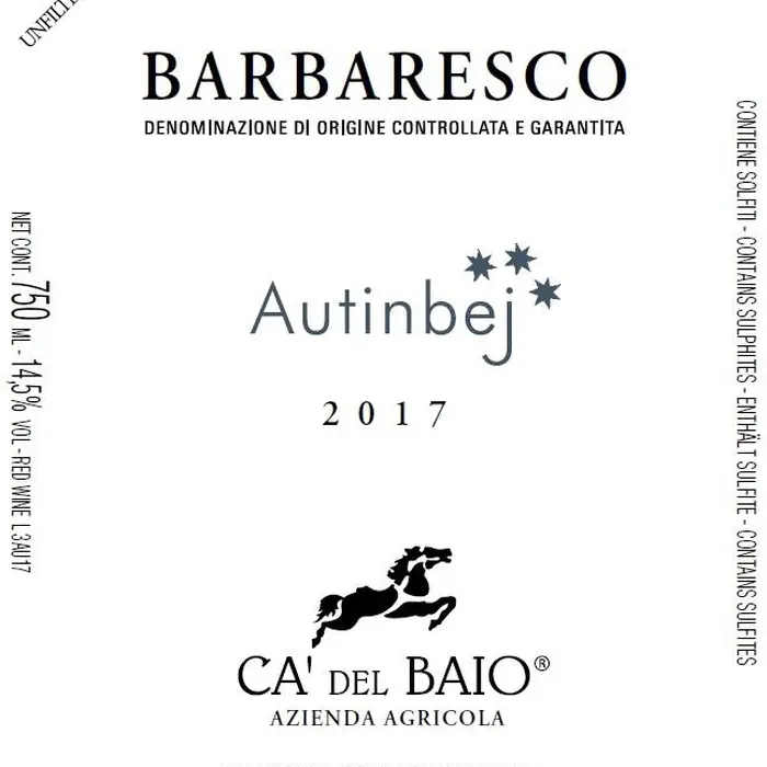 Barbaresco Autinbej Cá del Baio 2019