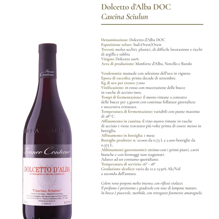 Dolcetto d'Alba Doc Cascina Sciulun 2021 Franco Conterno