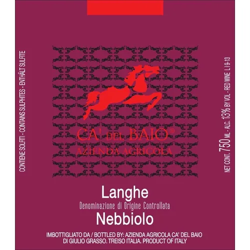 Langhe D.O.C Nebbiollo Bric del Baio Cá del Baio 2022 