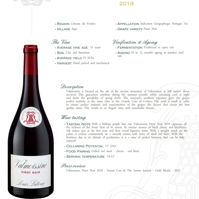  Valmoissine Pinot Noir 2019 Louis Latour  