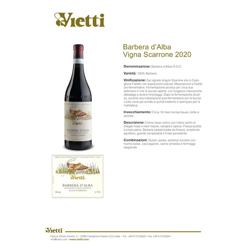 Barbera d’Alba Doc Vigna "Scarrone" 2020 Vietti 