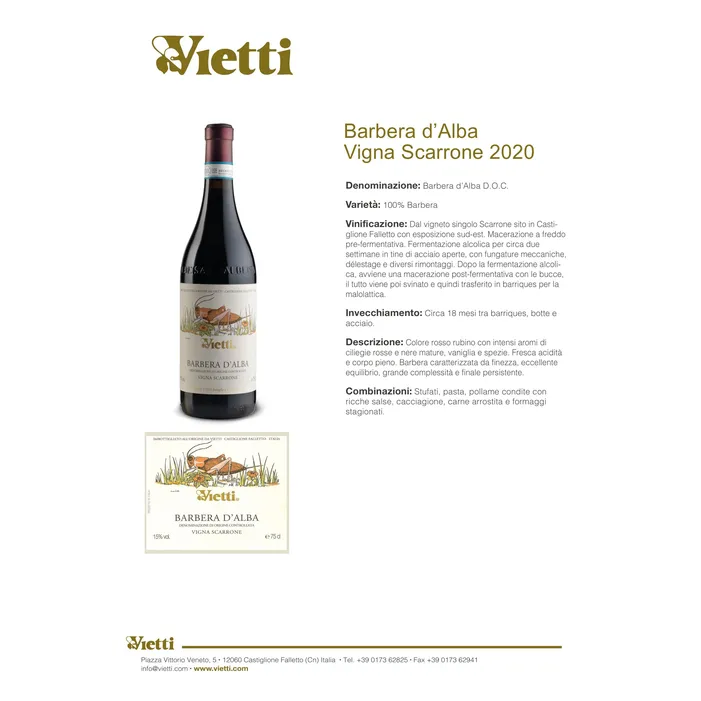 Barbera d’Alba Doc Vigna "Scarrone" 2020 Vietti 