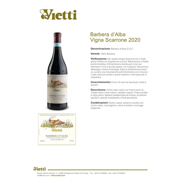 Barbera d’Alba Doc Vigna "Scarrone" 2020 Vietti 