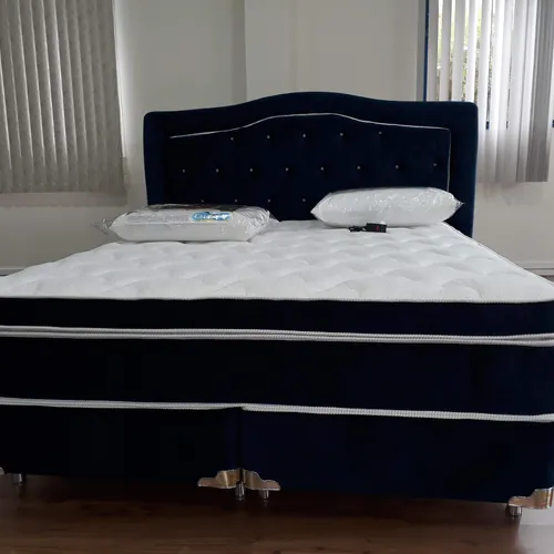 Colchão Master Queen 160x200 preto + cabeceira em captone + cama box + 02 travesseiros multicamadas ou visco elástico