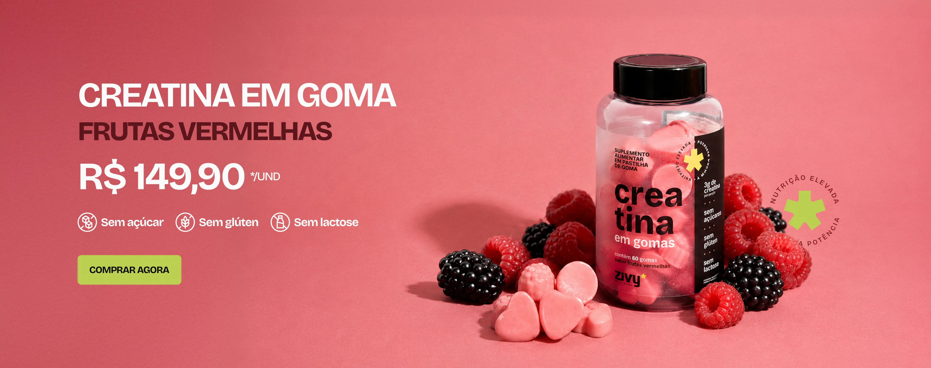 Banner Lançamento - Creatina em Goma Frutas Vermelhas