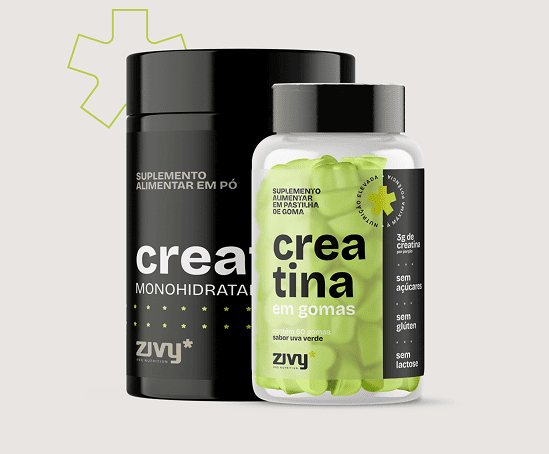 CREATINA EM GOMAS - SABOR UVA VERDE (60 GOMAS) E CREATINA MONOHIDRATADA EM PÓ