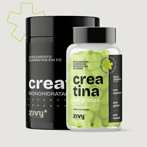 CREATINA EM GOMAS - SABOR UVA VERDE (60 GOMAS) E CREATINA MONOHIDRATADA EM PÓ