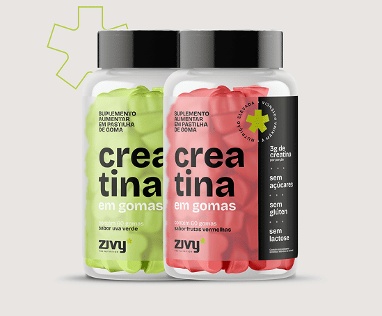 COMBO CREATINA EM GOMAS - SABOR UVA VERDE E SABOR FRUTAS VERMELHAS (60 GOMAS)