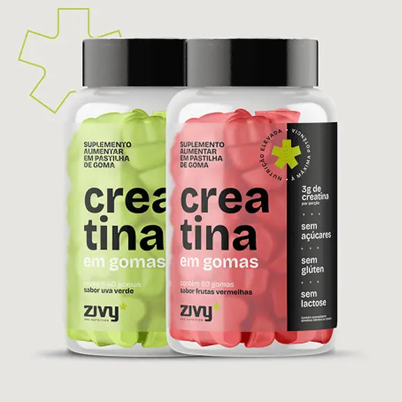 COMBO CREATINA EM GOMAS - SABOR UVA VERDE E SABOR FRUTAS VERMELHAS (60 GOMAS)