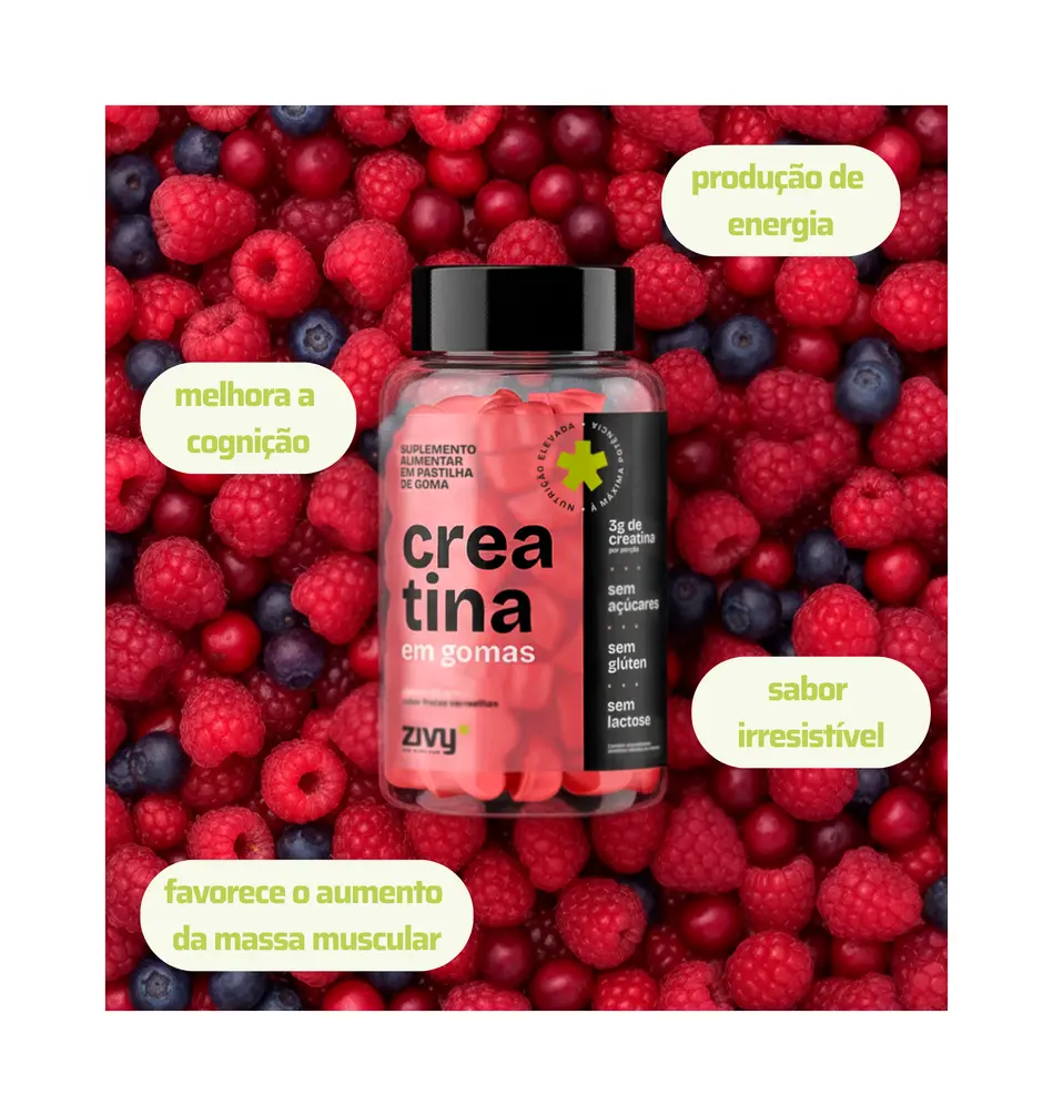 CREATINA EM GOMAS SABOR FRUTAS VERMELHAS - 60 GOMAS