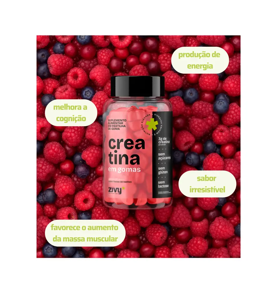 CREATINA EM GOMAS SABOR FRUTAS VERMELHAS - 60 GOMAS