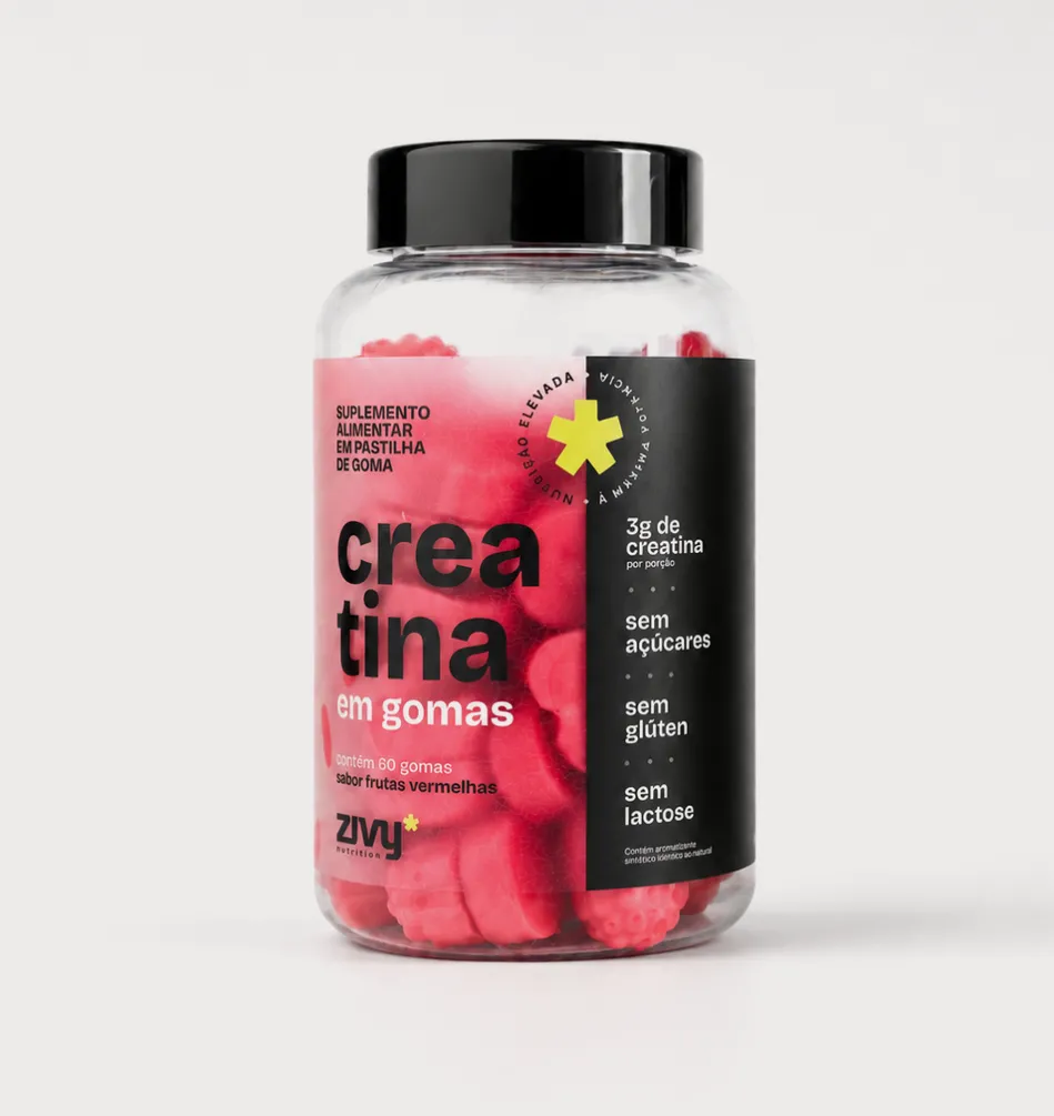 Creatina em Goma Frutas Vermelhas 60un | Zivy