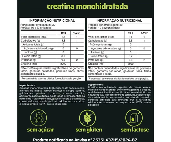 POTÊNCIA EM GOMAS - CREATINA EM GOMAS FRUTAS VERMELHAS E UVA VERDE