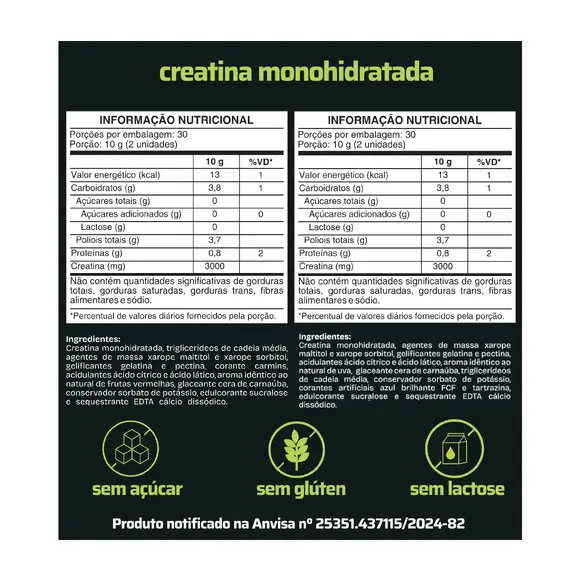 POTÊNCIA EM GOMAS - CREATINA EM GOMAS FRUTAS VERMELHAS E UVA VERDE