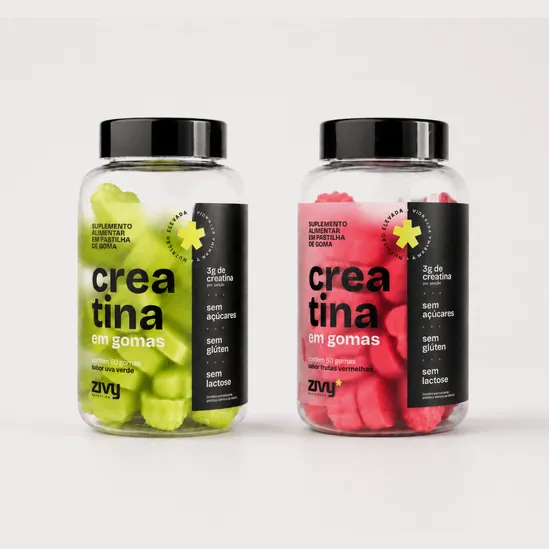 Combo 2 Creatinas em Goma: 1 Uva Verde + 1 Frutas Vermelhas