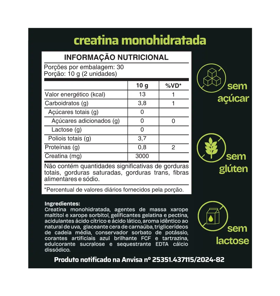 POTÊNCIA UVA VERDE - 2x CREATINA EM GOMAS UVA VERDE