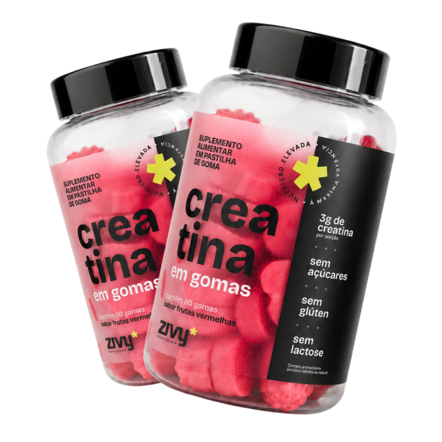 Pote de Creatina em Gomas Zivy sabor Frutas Vermelhas