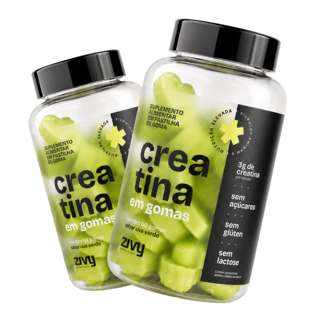 Dois potes de Creatina em Gomas Zivy sabor Uva Verde