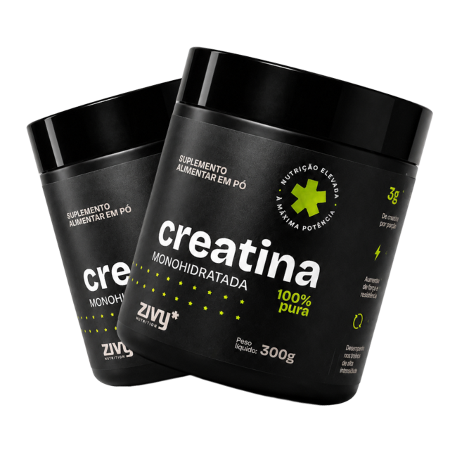 Combo com 2 potes de Creatina Monohidratada em Pó Zivy 100% Pura