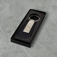 Chaveiro - Couro com placa metálica polida - imagem 3