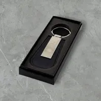 Chaveiro - Couro com placa metálica polida - imagem 3