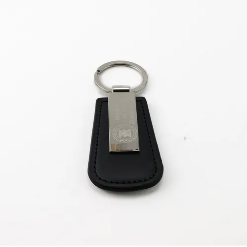 Chaveiro - Couro com placa metálica polida