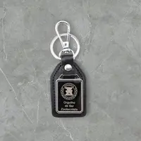 Chaveiro - Couro com placa metálica frontal - imagem 2