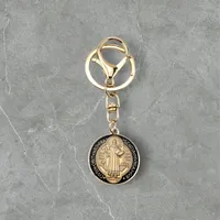 Chaveiro dourado - Medalhão dupla face - imagem 2