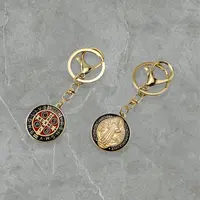 Chaveiro dourado - Medalhão dupla face - imagem 1