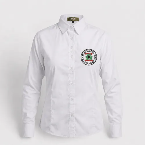 Camisa social Feminina - Branca com logo colorida